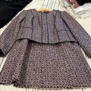 Tory Burch Purple Tweed Suit Jacket and Skirt